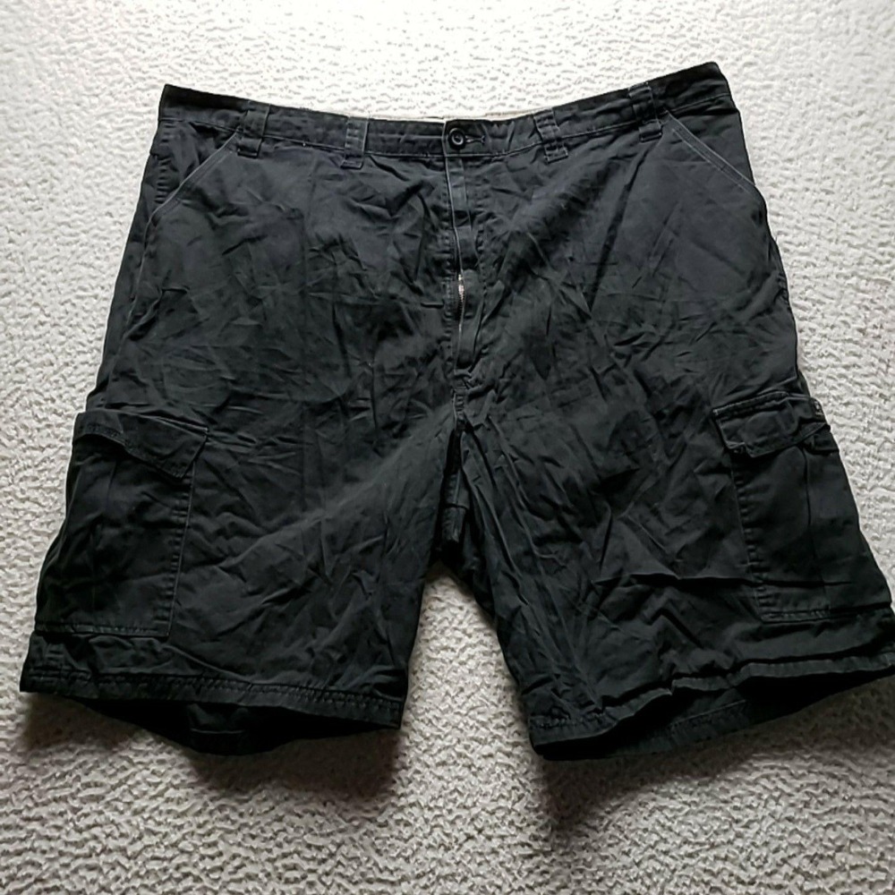 Wrangler Cargo Shorts Mens 44 Black Relaxed Fit Canvas 10 Inseam Casual Summer
